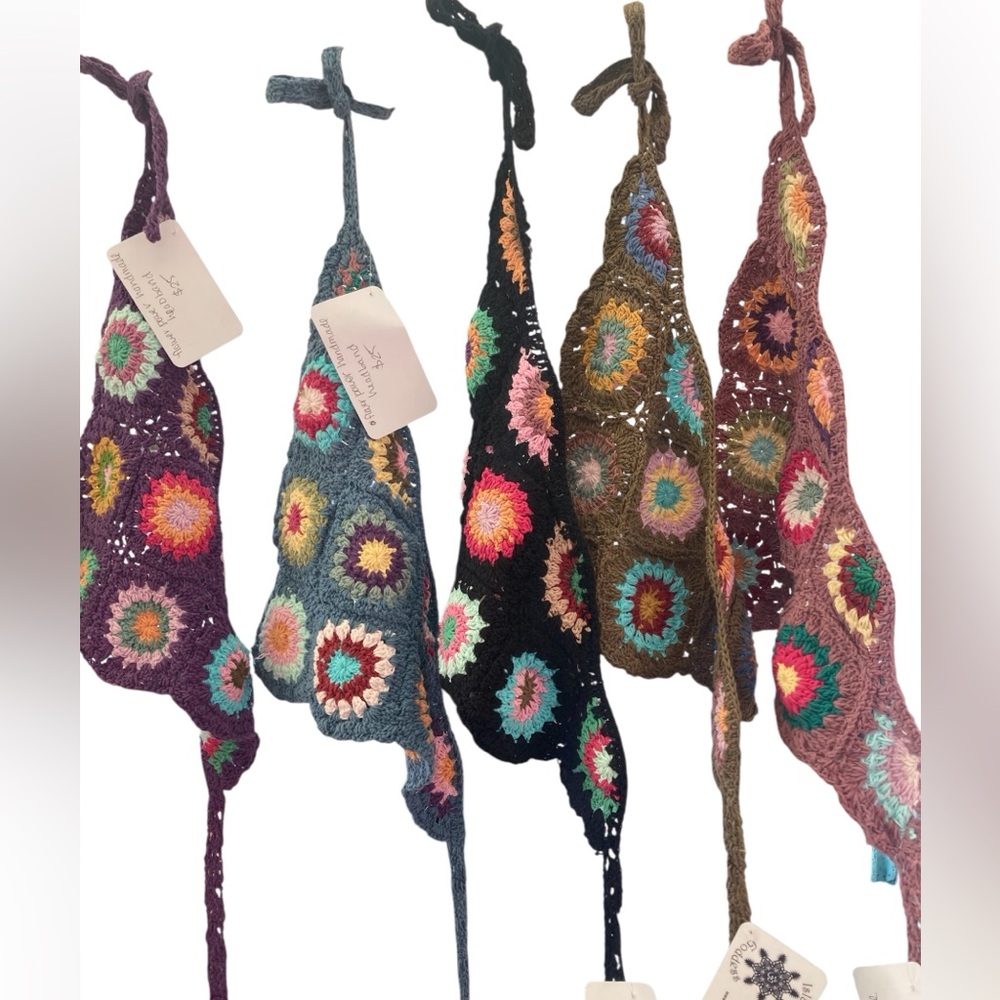 Crochet handmade headscarves/festival bandanas
